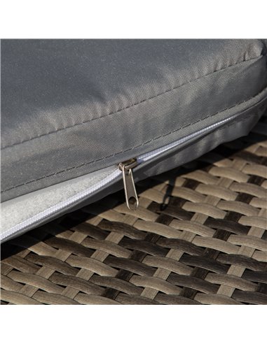 Outsunny Rattan Garden Furniture Cushioned Wicker Round Sofa Bed with Coffee Table Patio Conversation Furniture Set - Grey