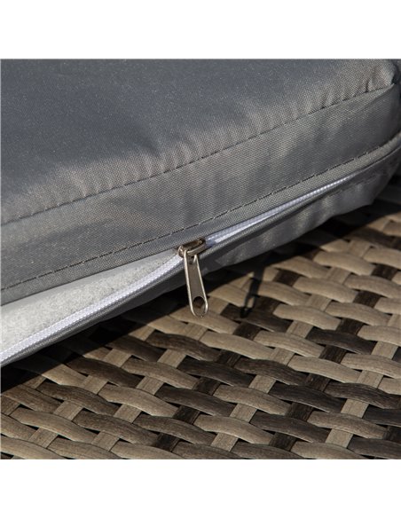 Outsunny Rattan Garden Furniture Cushioned Wicker Round Sofa Bed with Coffee Table Patio Conversation Furniture Set - Grey - pic 10663 | FastDaddyshop