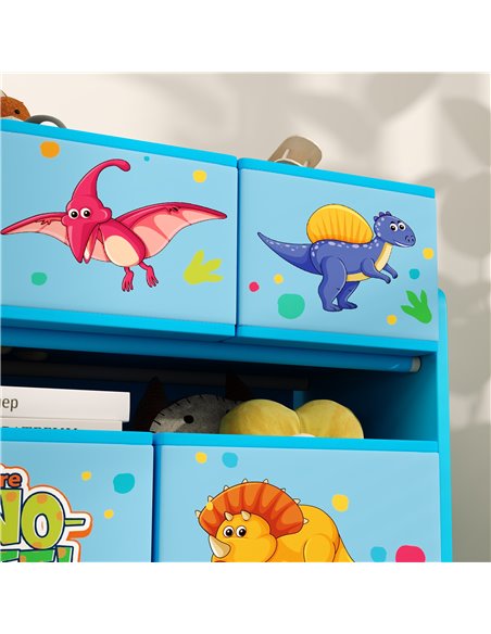 AIYAPLAY 3-Tier Kids Storage Unit with 9 Non-Woven Fabric Boxes for Toys, Books for Bedroom, Nursery, Blue 311-090V00BU - pic 106630 | FastDaddyshop