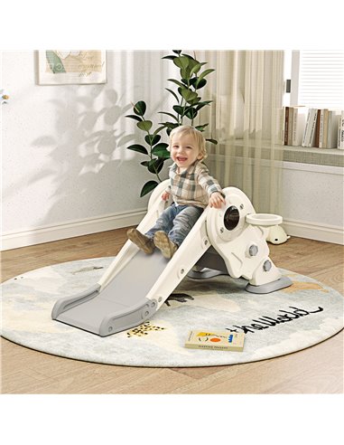 AIYAPLAY 3 in1 Kids Slide with Basketball Hoop, Climber, Anti-slip Steps for Toddlers Age 2-5, Cream White 331-080V00CW