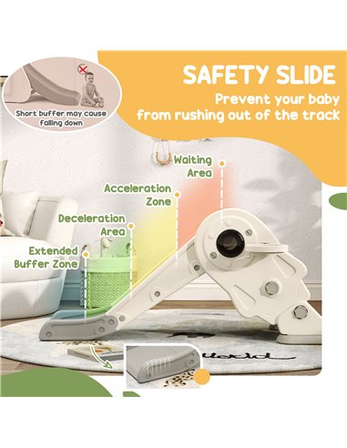 AIYAPLAY 3 in1 Kids Slide with Basketball Hoop, Climber, Anti-slip Steps for Toddlers Age 2-5, Cream White 331-080V00CW