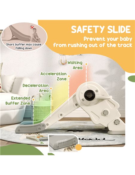 AIYAPLAY 3 in1 Kids Slide with Basketball Hoop, Climber, Anti-slip Steps for Toddlers Age 2-5, Cream White 331-080V00CW - pic 106635 | FastDaddyshop