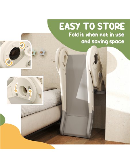 AIYAPLAY 3 in1 Kids Slide with Basketball Hoop, Climber, Anti-slip Steps for Toddlers Age 2-5, Cream White 331-080V00CW - pic 106636 | FastDaddyshop