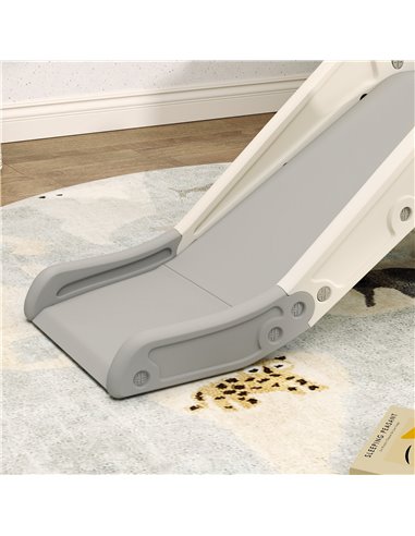 AIYAPLAY 3 in1 Kids Slide with Basketball Hoop, Climber, Anti-slip Steps for Toddlers Age 2-5, Cream White 331-080V00CW