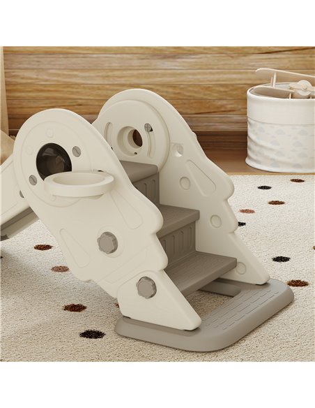 AIYAPLAY 3 in1 Kids Slide with Basketball Hoop, Climber, Anti-slip Steps for Toddlers Age 2-5, Cream White 331-080V00CW - pic 106639 | FastDaddyshop