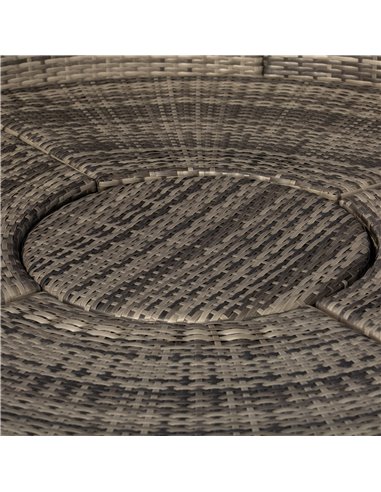 Outsunny Rattan Garden Furniture Cushioned Wicker Round Sofa Bed with Coffee Table Patio Conversation Furniture Set - Grey