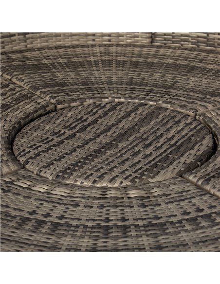 Outsunny Rattan Garden Furniture Cushioned Wicker Round Sofa Bed with Coffee Table Patio Conversation Furniture Set - Grey - pic 10664 | FastDaddyshop
