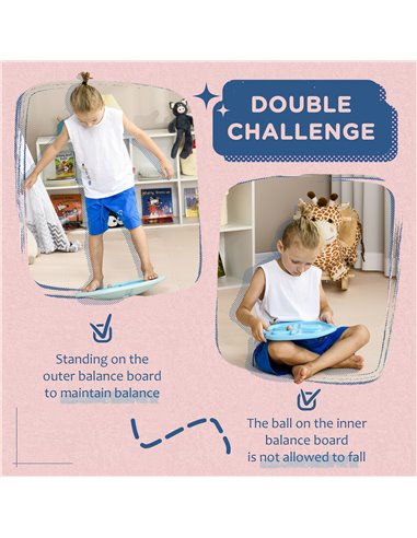 ZONEKIZ Two-In-One Balance Board, Kids Wobble Board with Ball - Blue 331-040V00BU