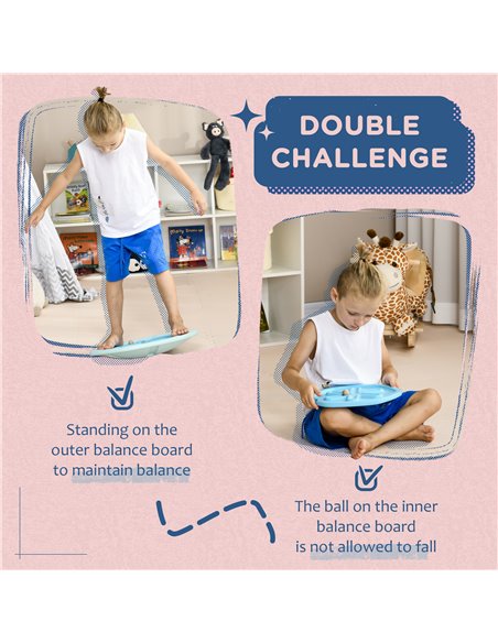 ZONEKIZ Two-In-One Balance Board, Kids Wobble Board with Ball - Blue 331-040V00BU - pic 106661 | FastDaddyshop
