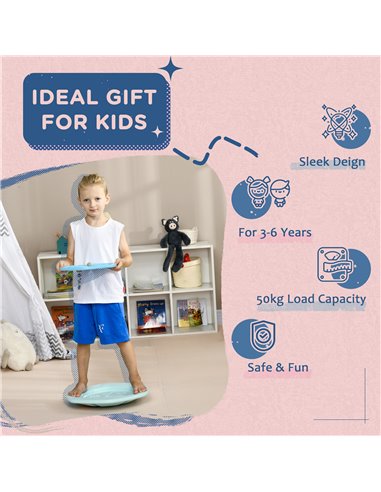 ZONEKIZ Two-In-One Balance Board, Kids Wobble Board with Ball - Blue 331-040V00BU