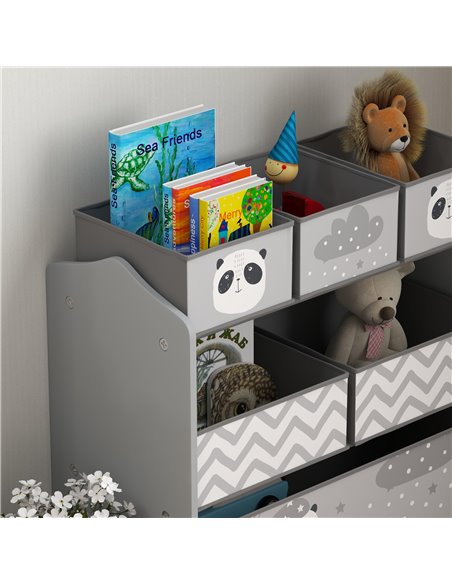 ZONEKIZ Kids Storage Unit, Toy Storage Organiser, with Six Fabric Bins, for Bedrooms, Playrooms, Nurseries - Grey 311-059V80GY - pic 106692 | FastDaddyshop