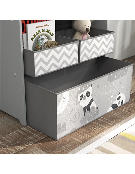 ZONEKIZ Kids Storage Unit, Toy Storage Organiser, with Six Fabric Bins, for Bedrooms, Playrooms, Nurseries - Grey 311-059V80GY - pic 106693 | FastDaddyshop