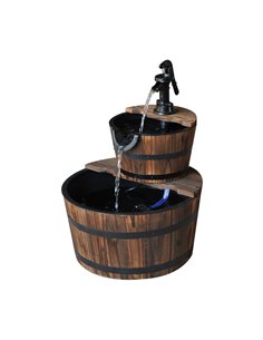 Outsunny Wooden Water Pump Fountain, 2 Tier-Fir Wood 844-097