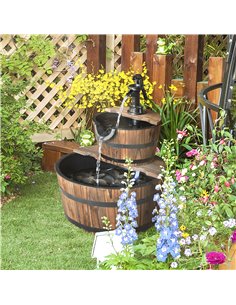 Outsunny Wooden Water Pump Fountain, 2 Tier-Fir Wood 844-097 2