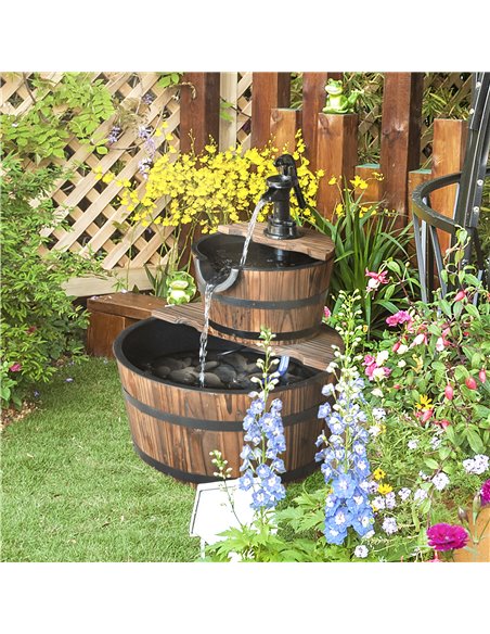 Outsunny Wooden Water Pump Fountain, 2 Tier-Fir Wood 844-097 - pic 106740 | FastDaddyshop