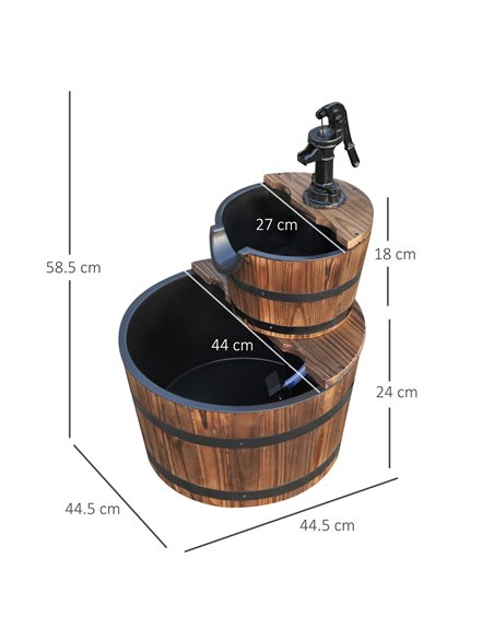 Outsunny Wooden Water Pump Fountain, 2 Tier-Fir Wood 844-097 - pic 106741 | FastDaddyshop
