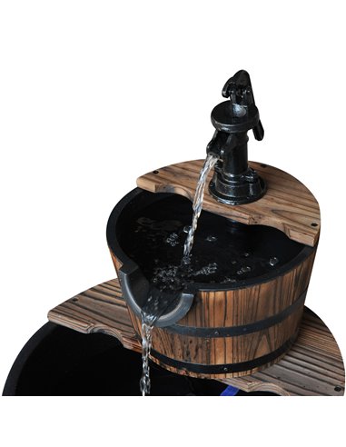 Outsunny Wooden Water Pump Fountain, 2 Tier-Fir Wood 844-097