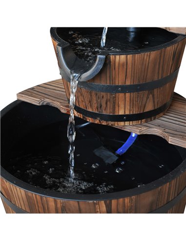 Outsunny Wooden Water Pump Fountain, 2 Tier-Fir Wood 844-097