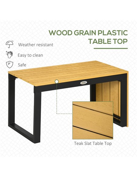 Outsunny 3 Pieces Patio Furniture Set, Outdoor Garden Sofa Conversation Set w/ Padded Cushions, Wood Grain Plastic Top Table and - pic 10676 | FastDaddyshop