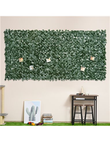 Outsunny 1-Piece Artificial Leaf Hedge Screen Privacy Fence Panel for Garden Outdoor Indoor Decor, Dark Green, 3M x 1.5M 844-201