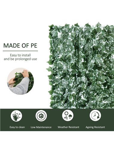 Outsunny 1-Piece Artificial Leaf Hedge Screen Privacy Fence Panel for Garden Outdoor Indoor Decor, Dark Green, 3M x 1.5M 844-201
