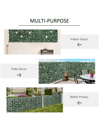 Outsunny 1-Piece Artificial Leaf Hedge Screen Privacy Fence Panel for Garden Outdoor Indoor Decor, Dark Green, 3M x 1.5M 844-201