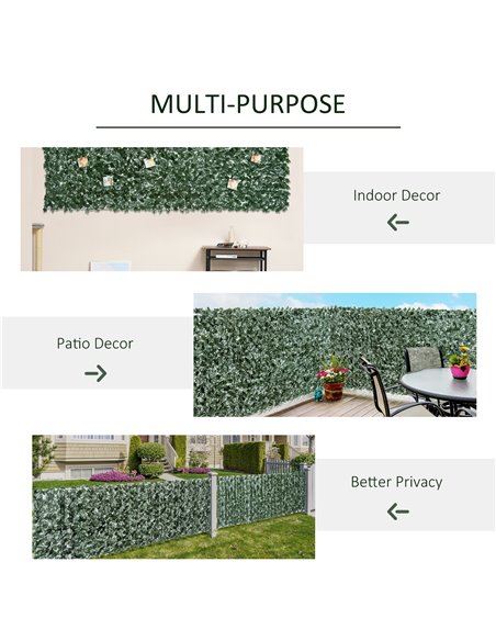 Outsunny 1-Piece Artificial Leaf Hedge Screen Privacy Fence Panel for Garden Outdoor Indoor Decor, Dark Green, 3M x 1.5M 844-201 - pic 106797 | FastDaddyshop