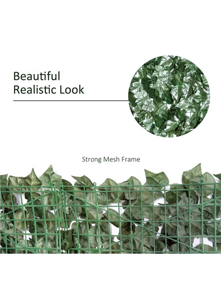 Outsunny 1-Piece Artificial Leaf Hedge Screen Privacy Fence Panel for Garden Outdoor Indoor Decor, Dark Green, 3M x 1.5M 844-201 - pic 106798 | FastDaddyshop