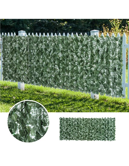 Outsunny 1-Piece Artificial Leaf Hedge Screen Privacy Fence Panel for Garden Outdoor Indoor Decor, Dark Green, 3M x 1.5M 844-201 - pic 106799 | FastDaddyshop