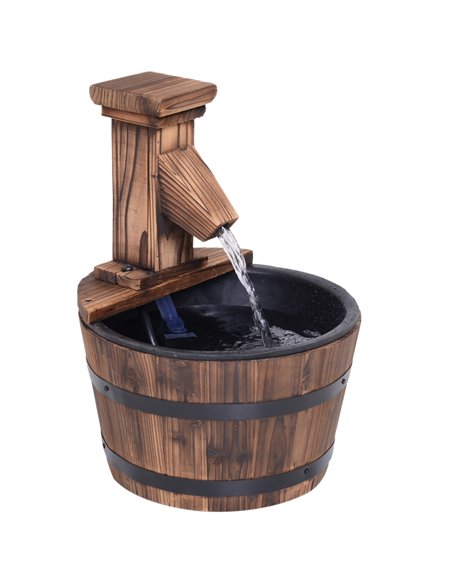 Outsunny Wood Barrel Patio Water Fountain Garden Decorative Ornament Water Feature with Electric Pump 844-216V01 - pic 106811 | FastDaddyshop