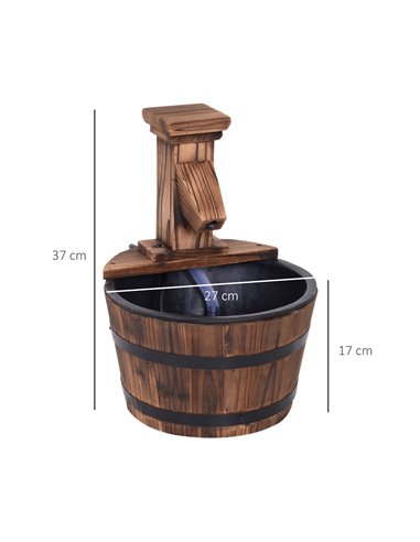 Outsunny Wood Barrel Patio Water Fountain Garden Decorative Ornament Water Feature with Electric Pump 844-216V01