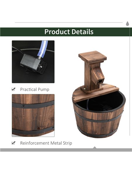 Outsunny Wood Barrel Patio Water Fountain Garden Decorative Ornament Water Feature with Electric Pump 844-216V01 - pic 106815 | FastDaddyshop