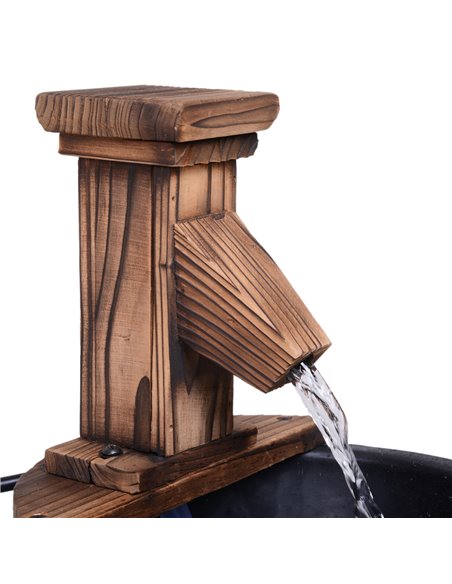 Outsunny Wood Barrel Patio Water Fountain Garden Decorative Ornament Water Feature with Electric Pump 844-216V01 - pic 106819 | FastDaddyshop