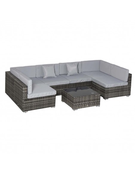 Outsunny 7 PC Garden Rattan Furniture Set with Sectional Sofa Seat, Coffee Table - pic 10683 | FastDaddyshop