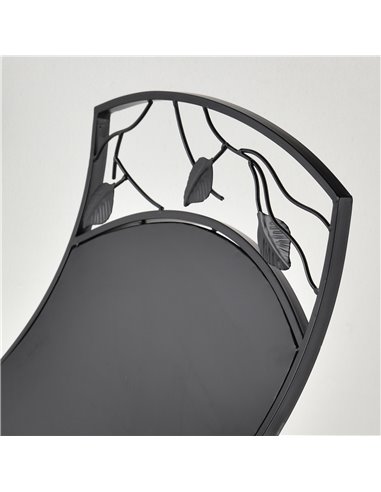 Outsunny Metal Arced Firewood Log Holder Indoor Outdoor Folding Firewood Rack Fireplace Wood Storage Shelf w/ Leaf Pattern Desig