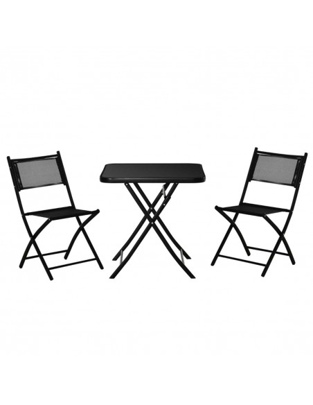 Outsunny 3 Pieces Garden Dining Set with Folding Patio Table and 2 Chairs, Black - pic 10687 | FastDaddyshop