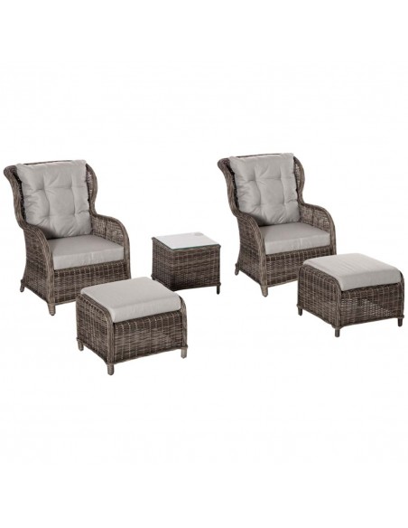 Outsunny Deluxe Garden Rattan Furniture Sofa Chair & Stool Table Set, Aluminium Frame, Fully-assembly, Brown - pic 10690 | FastDaddyshop