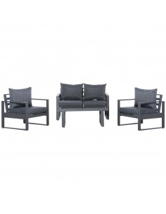Outsunny 4 Piece Aluminium Garden Sofa Set with Coffee Table, Padded Cushions & Olefin Cover, Dark Grey