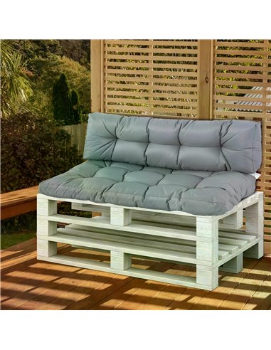 Outsunny 2Pcs Garden Tufted Pallet Cushions Seat Pad Back Cushion Indoor Outdoor Grey 84B-521V70