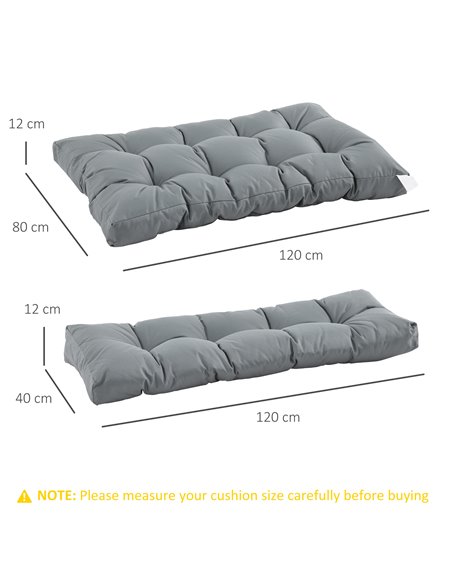 Outsunny 2Pcs Garden Tufted Pallet Cushions Seat Pad Back Cushion Indoor Outdoor Grey 84B-521V70 - pic 106930 | FastDaddyshop