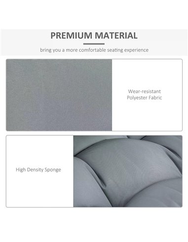 Outsunny 2Pcs Garden Tufted Pallet Cushions Seat Pad Back Cushion Indoor Outdoor Grey 84B-521V70
