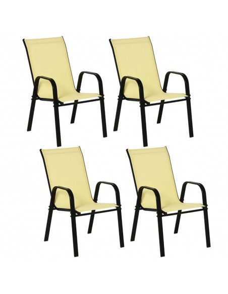 Outsunny Set of 4 Stackable Garden Dining Chair Set with High Back and Armrest, Beige - pic 10695 | FastDaddyshop