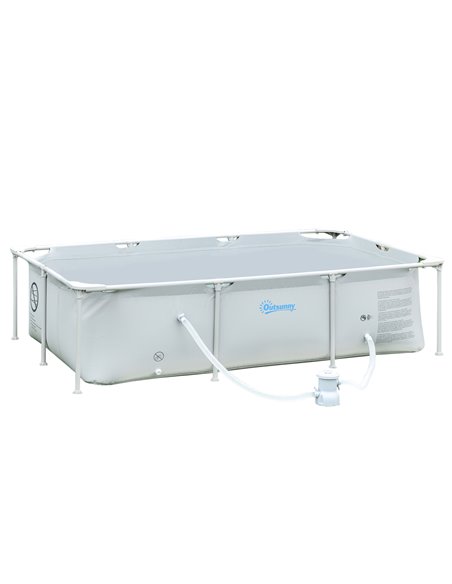 Outsunny Steel Frame Pool with Filter Pump, Filter Cartridge, Reinforced Sidewalls Rust Resistant Above Ground Swimming Pool 252 - pic 106955 | FastDaddyshop