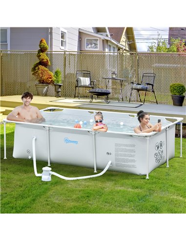 Outsunny Steel Frame Pool with Filter Pump, Filter Cartridge, Reinforced Sidewalls Rust Resistant Above Ground Swimming Pool 252
