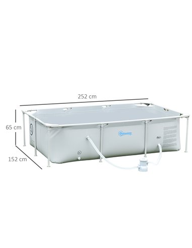 Outsunny Steel Frame Pool with Filter Pump, Filter Cartridge, Reinforced Sidewalls Rust Resistant Above Ground Swimming Pool 252