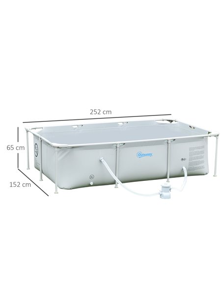 Outsunny Steel Frame Pool with Filter Pump, Filter Cartridge, Reinforced Sidewalls Rust Resistant Above Ground Swimming Pool 252 - pic 106957 | FastDaddyshop