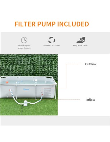 Outsunny Steel Frame Pool with Filter Pump, Filter Cartridge, Reinforced Sidewalls Rust Resistant Above Ground Swimming Pool 252