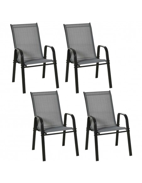 Outsunny Set of 4 Stackable Garden Dining Chair Set with High Back and Armrest, Dark Grey - pic 10696 | FastDaddyshop