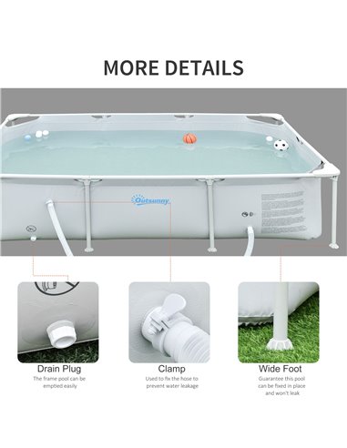 Outsunny Steel Frame Pool with Filter Pump, Filter Cartridge, Reinforced Sidewalls Rust Resistant Above Ground Swimming Pool 252