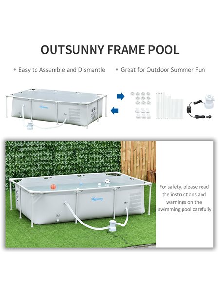 Outsunny Steel Frame Pool with Filter Pump, Filter Cartridge, Reinforced Sidewalls Rust Resistant Above Ground Swimming Pool 252 - pic 106961 | FastDaddyshop